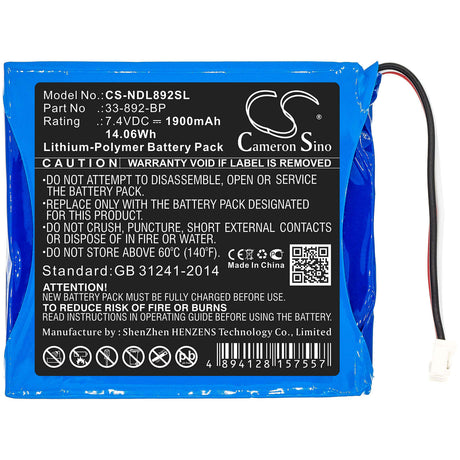 7.4V, Li-Polymer, 1900mAh, Equipment battery fits Ideal, 33-892-bp, 33-892, 33-892 Securitest Pro Tester, 14.06Wh Equipment, Survey, Test Cameron Sino Technology Limited