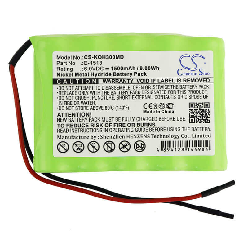 6.0V, Ni-MH, 1500mAh, Medical battery fits Iko3, E-1513, Heartmirror Ecg, Heartmirror Ekg, 9.00Wh Medical Cameron Sino Technology Limited (Medical)