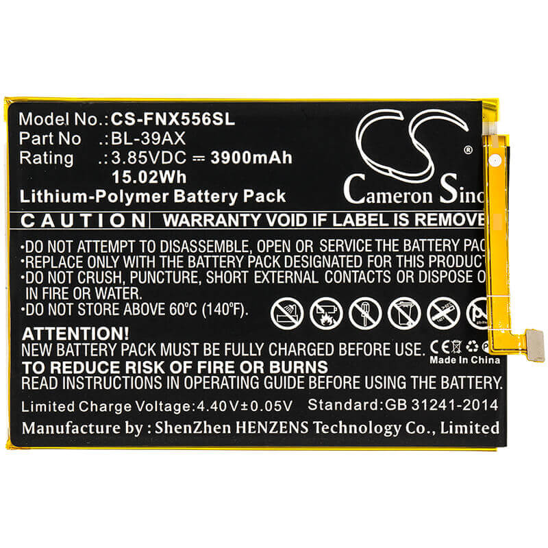 3.85V, Li-Polymer, 3900mAh, SmartPhone battery fits Infinix, Bl-39ax, Hot 4 Pro, X5511, 15.02Wh Mobile, SmartPhone Cameron Sino Technology Limited (Smartphone)