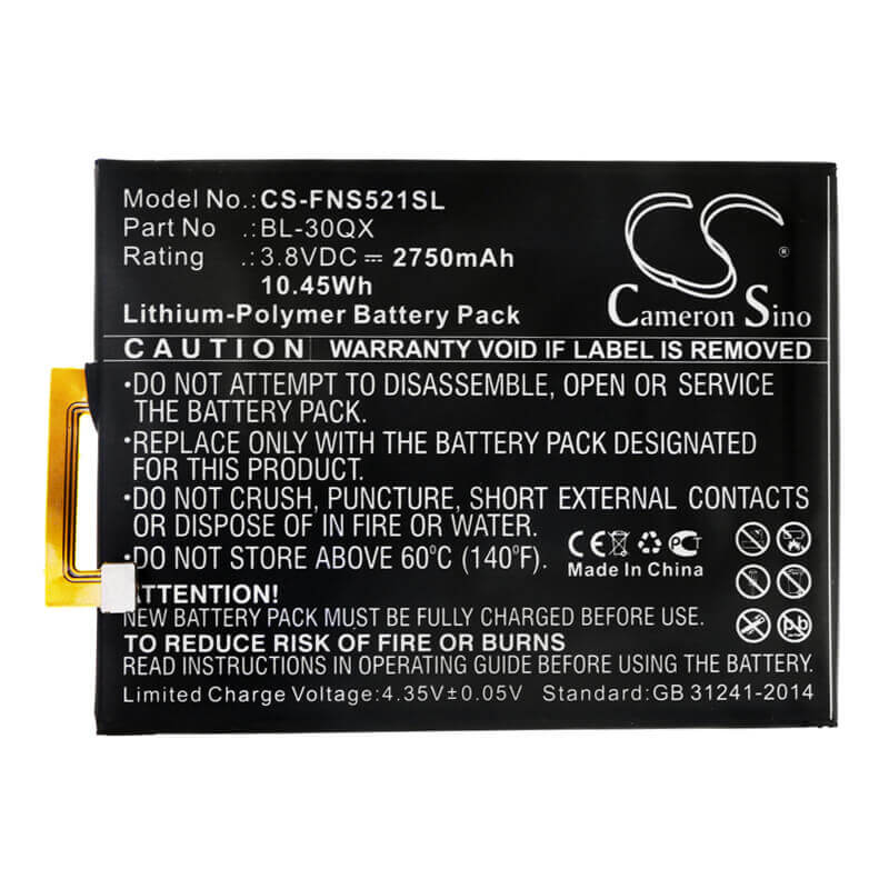 3.8V, Li-Polymer, 2750mAh, SmartPhone battery fits Infinix, Bl-30qx, Hot S, S521, 10.45Wh Mobile, SmartPhone Cameron Sino Technology Limited (Suspended)