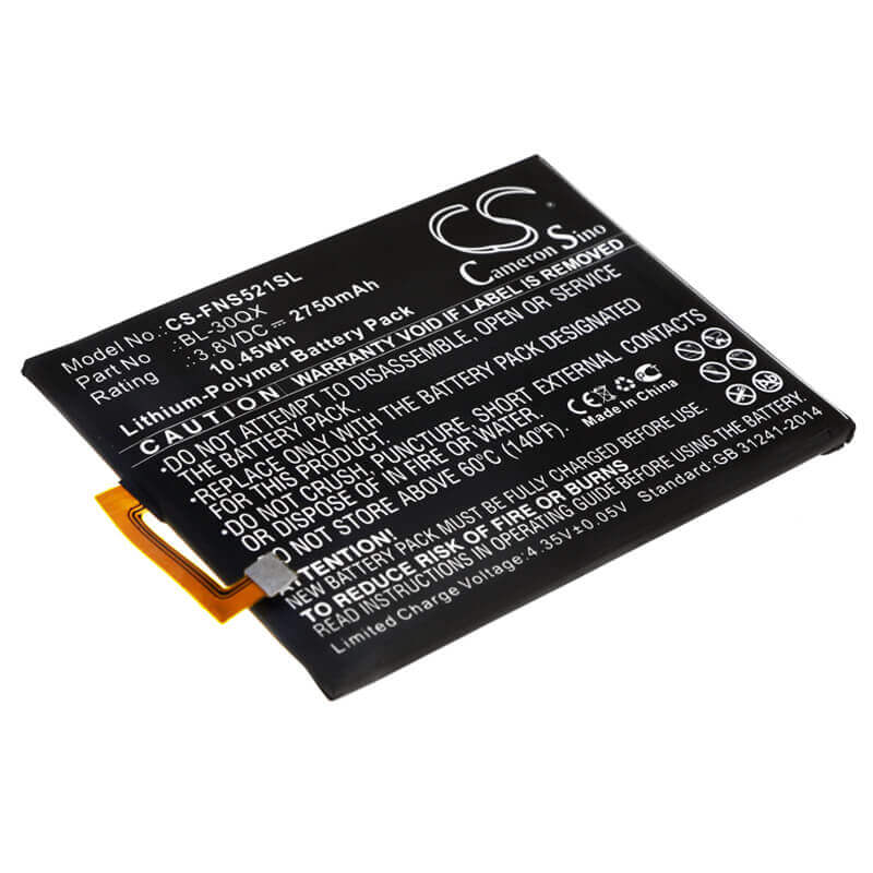 3.8V, Li-Polymer, 2750mAh, SmartPhone battery fits Infinix, Bl-30qx, Hot S, S521, 10.45Wh Mobile, SmartPhone Cameron Sino Technology Limited (Suspended)