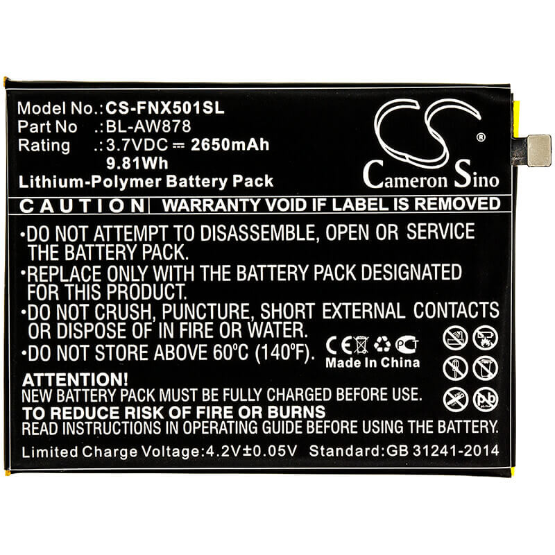 3.7V, Li-Polymer, 2650mAh, SmartPhone battery fits Infinix, Bl-aw878, Infinix Smart, X5010, 9.81Wh Mobile, SmartPhone Cameron Sino Technology Limited (Smartphone)