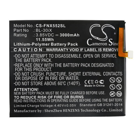 3.85V, Li-Polymer, 3000mAh, SmartPhone battery fits Infinix, Bl-30ix, X552, Zero 3, 11.55Wh Mobile, SmartPhone Cameron Sino Technology Limited (Smartphone)
