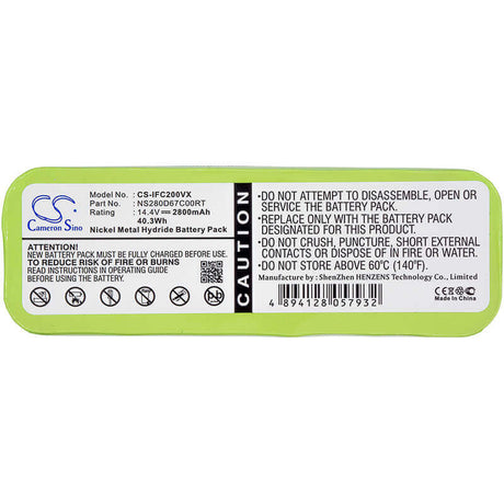 14.4V, Ni-MH, 2800mAh, Vacuum battery fits Proscenic, Agait, E-clean Ec01, 40.32Wh Vacuum Cameron Sino Technology Limited