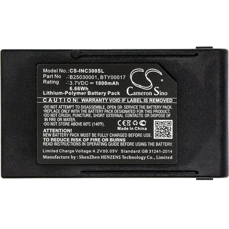 3.7V, Li-Polymer, 1800mAh, Payment Terminal battery fits Ingenico, B25030001, Db Cox3, 6.66Wh Payment Terminal Cameron Sino Technology Limited