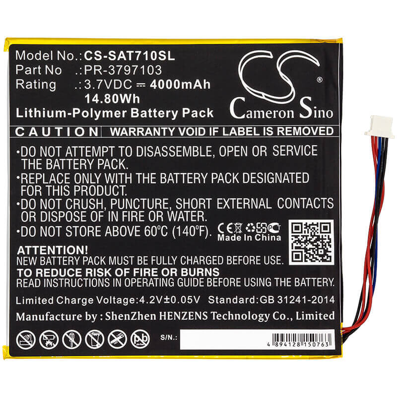 3.7V, Li-Polymer, 4000mAh, Tablet battery fits Insignia, Digiland, Pr-3797103, Dl8006, Quad Core 8", 14.80Wh Tablet Cameron Sino Technology Limited