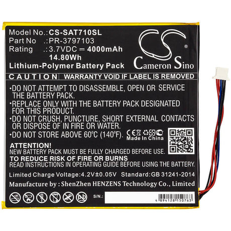 3.7V, Li-Polymer, 4000mAh, Tablet battery fits Insignia, Digiland, Pr-3797103, Dl8006, Quad Core 8", 14.80Wh Tablet Cameron Sino Technology Limited