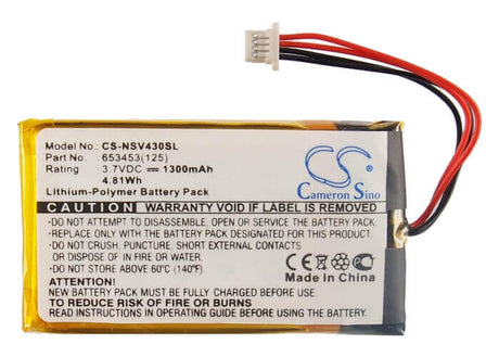 3.7V, Li-Polymer, 1300mAh, GPS battery fits Insignia, 653453(125), Ns-ncv43, 4.81Wh GPS, Navigator Cameron Sino Technology Limited