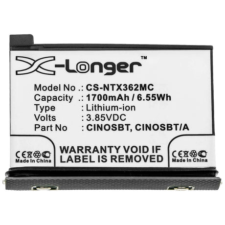 3.85V, Li-ion, 1700mAh, Camera battery fits Insta360, Cinosbt, One X2, 6.545Wh Camera Cameron Sino Technology Limited (Camera)