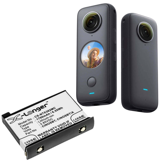 3.85V, Li-ion, 1700mAh, Camera battery fits Insta360, Cinosbt, One X2, 6.545Wh Camera Cameron Sino Technology Limited (Camera)