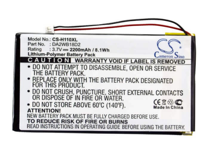 Battery For Iriver H110, H120, H140 3.7v, 2200mah - 8.14wh Batteries for Electronics Cameron Sino Technology Limited (Suspended)   