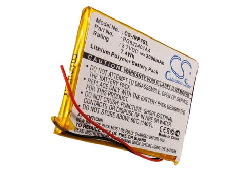 3.7V, Li-Polymer, 2000mAh, Media Player battery fits Iriver, Pg822401aa, 1p0708sil 8gb, 1p0716sil 16gb, 7.4Wh Media Player Cameron Sino Technology Limited