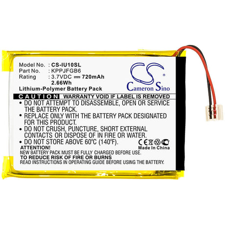 3.7V, Li-Polymer, 720mAh, Media Player battery fits Iriver, Kppjfgb6, Clix 2gb, Clix 4gb, 2.66Wh Media Player Cameron Sino Technology Limited