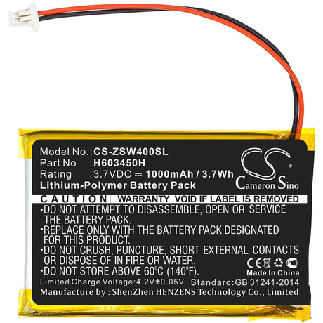 3.7V, Li-Polymer, 1000mAh, GPS battery fits Izzo, H603450h, Swami 4000, Swami 4000 Golf Gpsa43094, 3.7Wh GPS, Navigator Cameron Sino Technology Limited