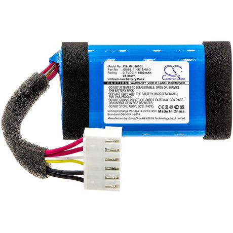 3.7V, Li-ion, 7800mAh, Speaker battery fits Jbl, Charge 4, Charge 4blk, 28.86Wh Speaker Cameron Sino Technology Limited