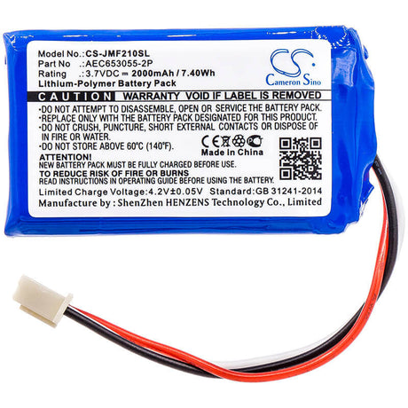 3.7V, Li-Polymer, 2000mAh, Speaker battery fits Jbl, Flip 2 (2013), Flip Ii (2013), 7.40Wh Speaker Cameron Sino Technology Limited