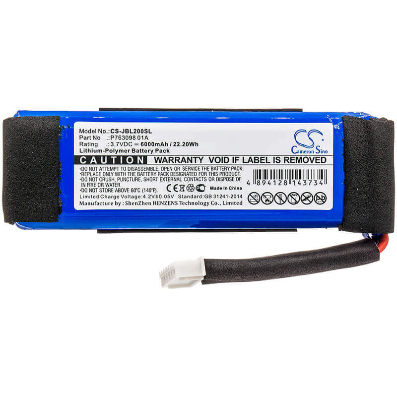 3.7V, Li-Polymer, 6000mAh, Speaker battery fits Jbl, Link 20, 22.20Wh Speaker Cameron Sino Technology Limited