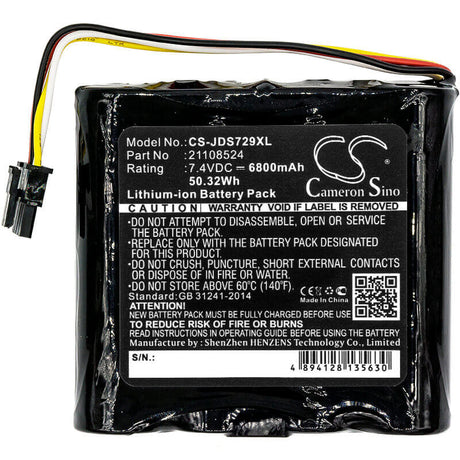 7.4V, Li-ion, 6800mAh, Equipment battery fits Jdsu, 21108524, 21100729 000, 21129596 000, 50.32Wh Equipment, Survey, Test Cameron Sino Technology Limited
