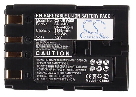 7.4V, Li-ion, 1100mAh, Camera battery fits Jvc, Bn-v408, Cu-vh1, Cu-vh1us, 8.14Wh Camera Cameron Sino Technology Limited (Camera)