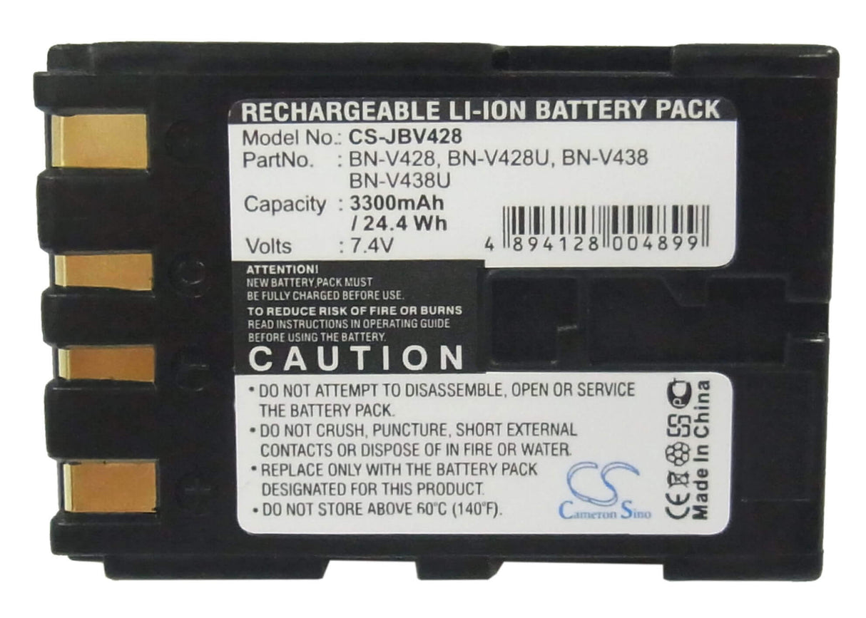 7.4V, Li-ion, 3300mAh, Camera battery fits Jvc, Bn-v428, Cu-vh1, Cu-vh1us, 24.42Wh Camera Cameron Sino Technology Limited (Camera)