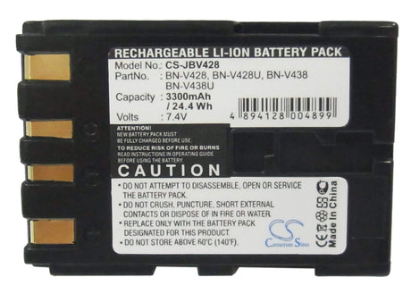 7.4V, Li-ion, 3300mAh, Camera battery fits Jvc, Bn-v428, Cu-vh1, Cu-vh1us, 24.42Wh Camera Cameron Sino Technology Limited (Camera)