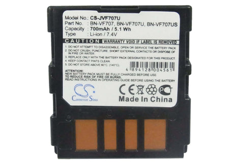 7.4V, Li-ion, 700mAh, Camera battery fits Jvc, Bn-vf707, Gr-d240, Gr-d246, 5.18Wh Camera Cameron Sino Technology Limited (Camera)