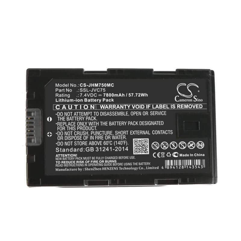 7.4V, Li-ion, 7800mAh, Camera battery fits Jvc, Ssl-jvc75, Gy-hm200, Gy-hm200e, 57.72Wh Camera Cameron Sino Technology Limited (Camera)