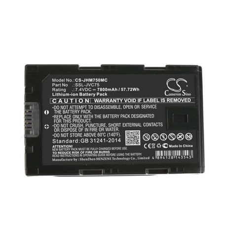 7.4V, Li-ion, 7800mAh, Camera battery fits Jvc, Ssl-jvc75, Gy-hm200, Gy-hm200e, 57.72Wh Camera Cameron Sino Technology Limited (Camera)