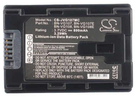3.7V, Li-ion, 890mAh, Camera battery fits Jvc, Bn-vg107, Gz-e10, Gz-e100, 3.293Wh Camera Cameron Sino Technology Limited (Camera)