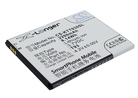 3.7V, Li-ion, 2200mAh, SmartPhone battery fits K-touch, T93, T93, 8.14Wh Mobile, SmartPhone Cameron Sino Technology Limited (Smartphone)