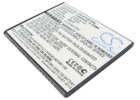 3.7V, Li-ion, 1400mAh, SmartPhone battery fits K-touch, U81t, U81t, 5.18Wh Mobile, SmartPhone Cameron Sino Technology Limited (Suspended)