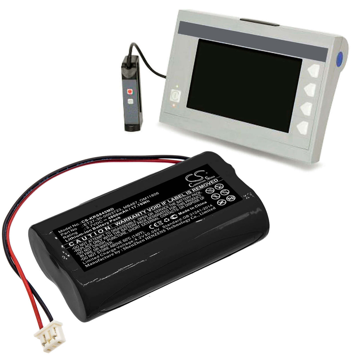 3.7V, Li-ion, 4800mAh, Medical battery fits Karl Storz, 30.0003, 8402 Zx, 8402zx Laryngoscope 30-0003, 17.76Wh Medical Cameron Sino Technology Limited (Medical)