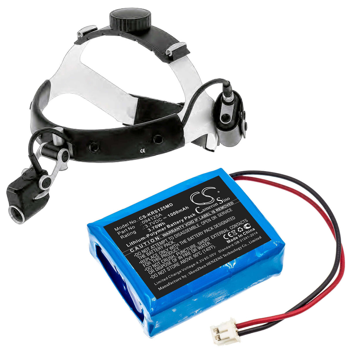 3.7V, Li-Polymer, 1000mAh, Medical battery fits Karl Storz, 094125a, Surgical Headlight, 3.70Wh Medical Cameron Sino Technology Limited (Medical)