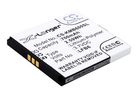 3.7V, Li-ion, 700mAh, SmartPhone battery fits Kazam, Lfb6, Life B6, 2.59Wh Mobile, SmartPhone Cameron Sino Technology Limited (Smartphone)