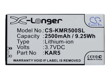 3.7V, Li-ion, 2500mAh, SmartPhone battery fits Kazam, Kar5, Life R5, 9.25Wh Mobile, SmartPhone Cameron Sino Technology Limited (Suspended)