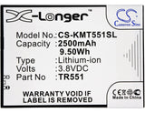 3.8V, Li-Polymer, 2500mAh, SmartPhone battery fits Kazam, Tr551, Trooper 551, 9.5Wh Mobile, SmartPhone Cameron Sino Technology Limited (Suspended)