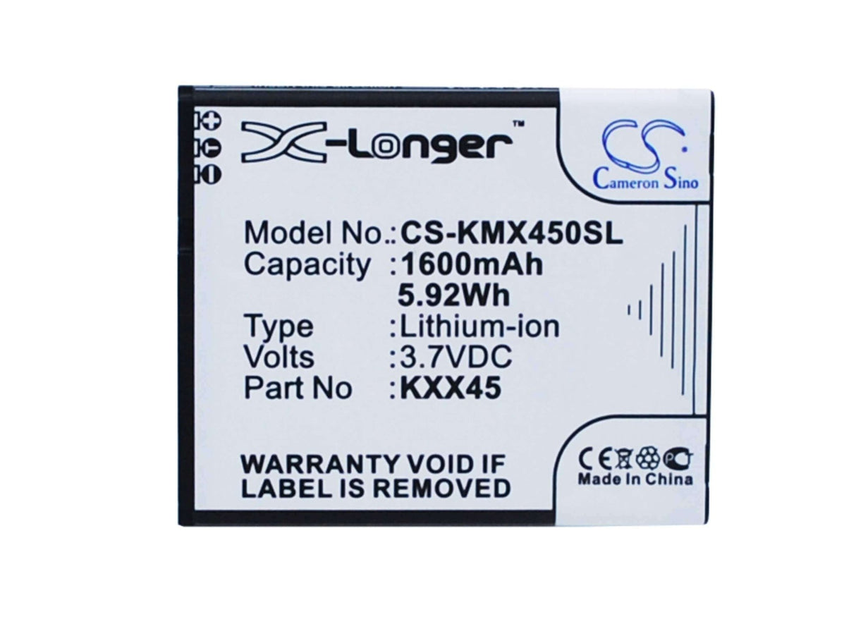 3.7V, Li-ion, 1600mAh, SmartPhone battery fits Kazam, Kxx45, Trooper 2 4.5, Trooper2 4.5, 5.92Wh Mobile, SmartPhone Cameron Sino Technology Limited (Suspended)