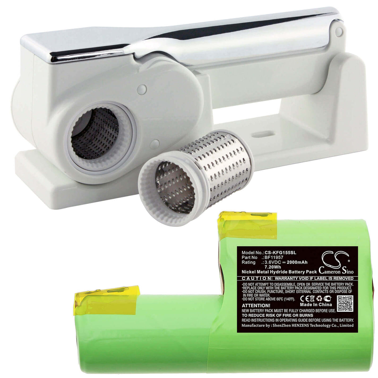 3.6V, Ni-MH, 2000mAh, Kitchenware battery fits Kenwood, Bf11957, Grati Fg155, 7.2Wh Kitchenware Cameron Sino Technology Limited