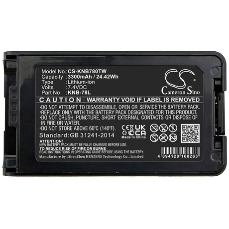 7.4V, Li-ion, 3300mAh, Two-Way Radio battery fits Kenwood, Knb-24l, Nx-220, Nx-320, 24.42Wh Two-Way Radio Cameron Sino Technology Limited