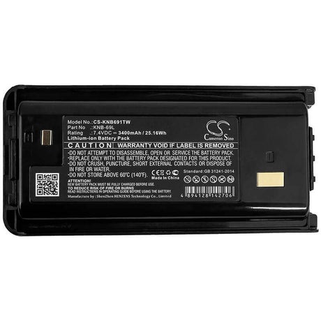 7.4V, Li-ion, 3400mAh, Two-Way Radio battery fits Kenwood, Knb-69l, Nx-240, Nx-240v16p, 25.16Wh Two-Way Radio Cameron Sino Technology Limited