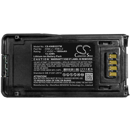 7.4V, Li-ion, 1800mAh, Two-Way Radio battery fits Kenwood, Knb-l1, Nx-5000, Nx-5200, 13.32Wh Two-Way Radio Cameron Sino Technology Limited