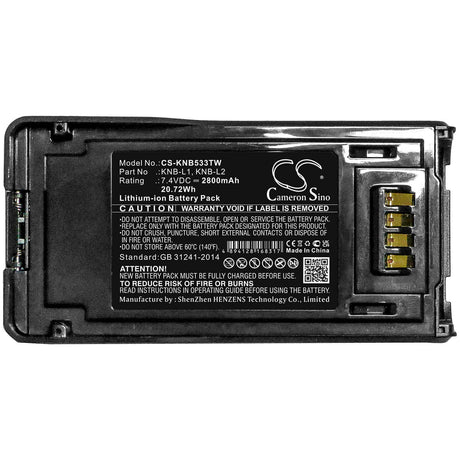 7.4V, Li-ion, 2800mAh, Two-Way Radio battery fits Kenwood, Knb-l1, Nx-5000, Nx-5200, 20.72Wh Two-Way Radio Cameron Sino Technology Limited