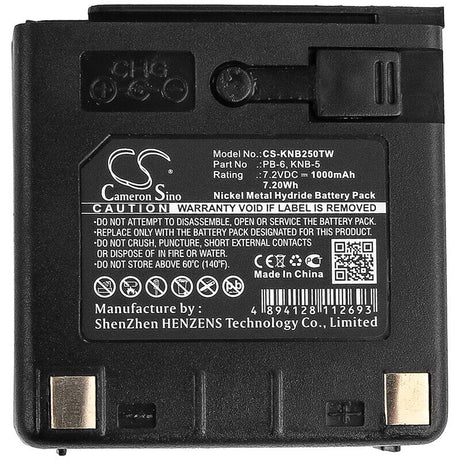 Battery For Kenwood Th25at, Th26at, Th45at 7.2v, 1000mah - 7.20wh Batteries for Electronics Cameron Sino Technology Limited (Suspended)   