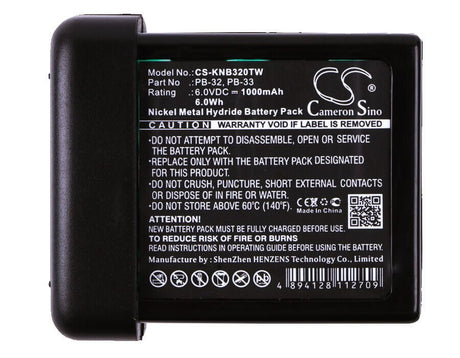 6.0V, Ni-MH, 1000mAh, Two-Way Radio battery fits Kenwood, Pb-32, H-79a, Th-208, 6Wh Two-Way Radio Cameron Sino Technology Limited