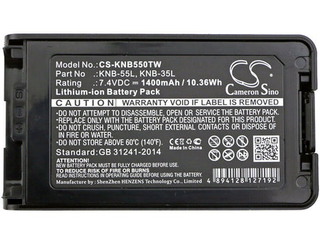 7.4V, Li-ion, 1400mAh, Two-Way Radio battery fits Kenwood, Knb-24l, Nx-220, Nx-320, 10.36Wh Two-Way Radio Cameron Sino Technology Limited