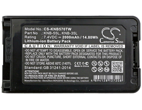 7.4V, Li-ion, 2000mAh, Two-Way Radio battery fits Kenwood, Knb-24l, Nx-220, Nx-320, 14.8Wh Two-Way Radio Cameron Sino Technology Limited