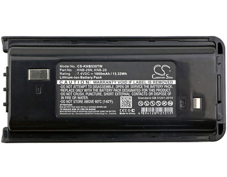 7.4V, Li-ion, 1800mAh, Two-Way Radio battery fits Kenwood, Bpknb29mh, Nx-240, Nx-240v, 13.32Wh Two-Way Radio Cameron Sino Technology Limited