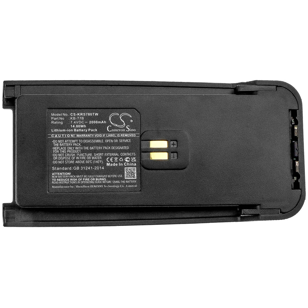 7.4V, Li-ion, 2000mAh, Two-Way Radio battery fits Kirisun, Kb-77b, Dp770, Dp780, 14.8Wh Two-Way Radio Cameron Sino Technology Limited