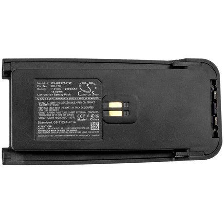 7.4V, Li-ion, 2000mAh, Two-Way Radio battery fits Kirisun, Kb-77b, Dp770, Dp780, 14.8Wh Two-Way Radio Cameron Sino Technology Limited