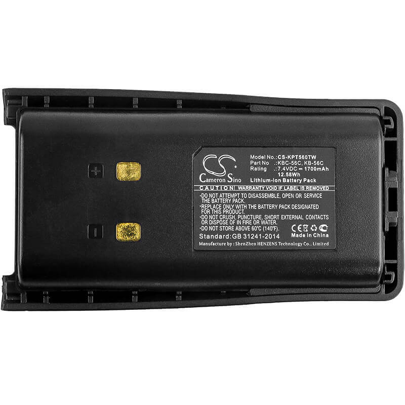 7.4V, Li-ion, 1700mAh, Two-Way Radio battery fits Kirisun, Kb-56c, Fp-560, Pt-560, 12.58Wh Two-Way Radio Cameron Sino Technology Limited